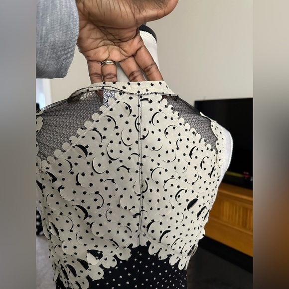 Bequile by BYRON LARS Anthro Lasercut Black Cream Bodycon Dress Sz 4 - Picture 5 of 15